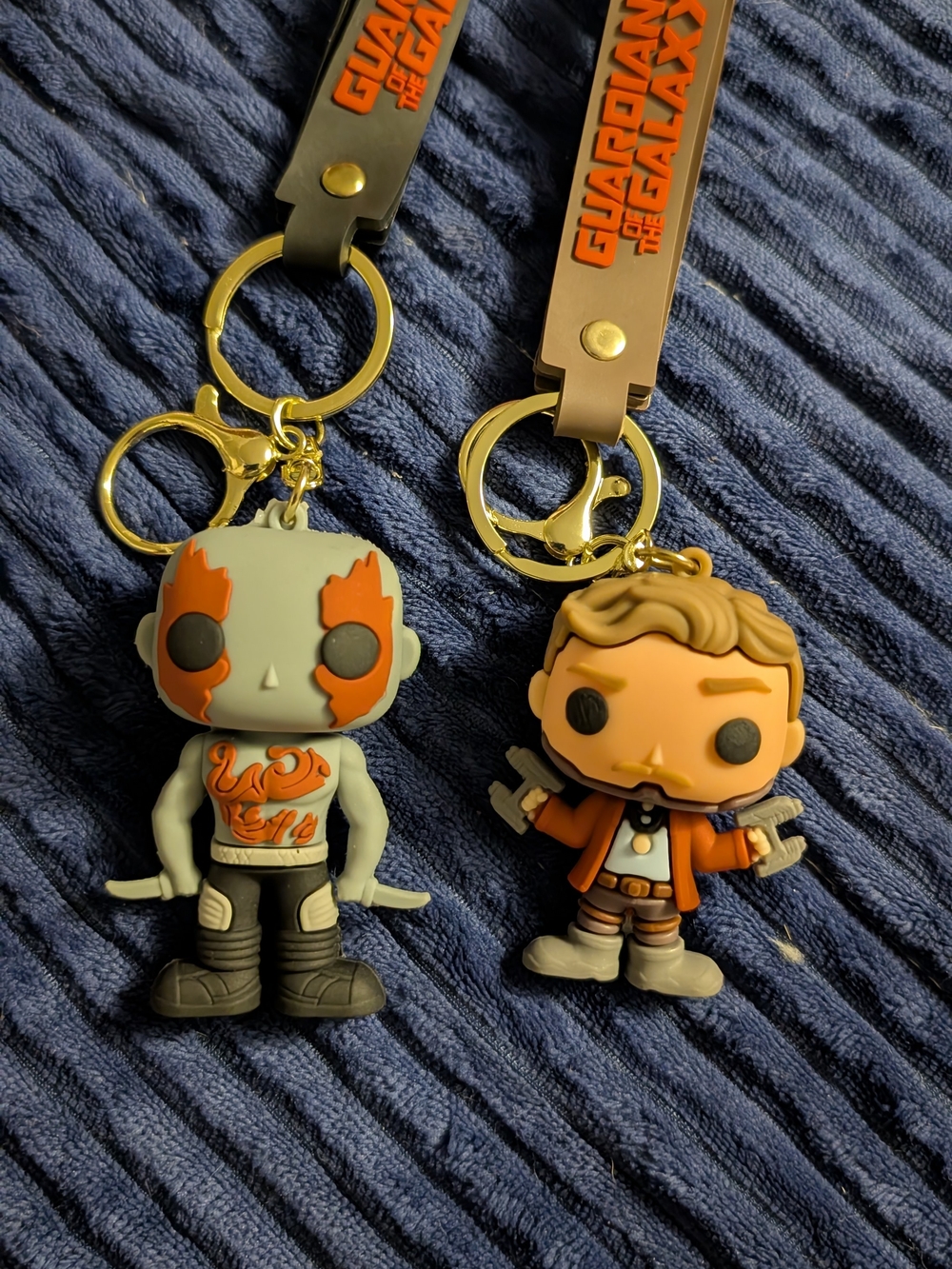 Guardians of the Galaxy Drax & Star-Lord Funko Pop Keychains - Orange and Gray